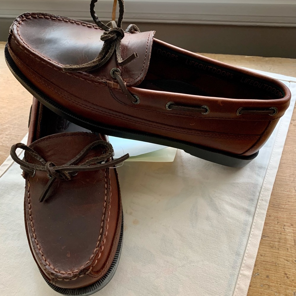 Life Outdoors Mens Boat Leather Shoes Size 9.5 NEW